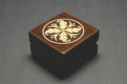 Handcrafted Inlaid Wenge Ring Box - "Acanthus"  RB-5 Made in the U.S.