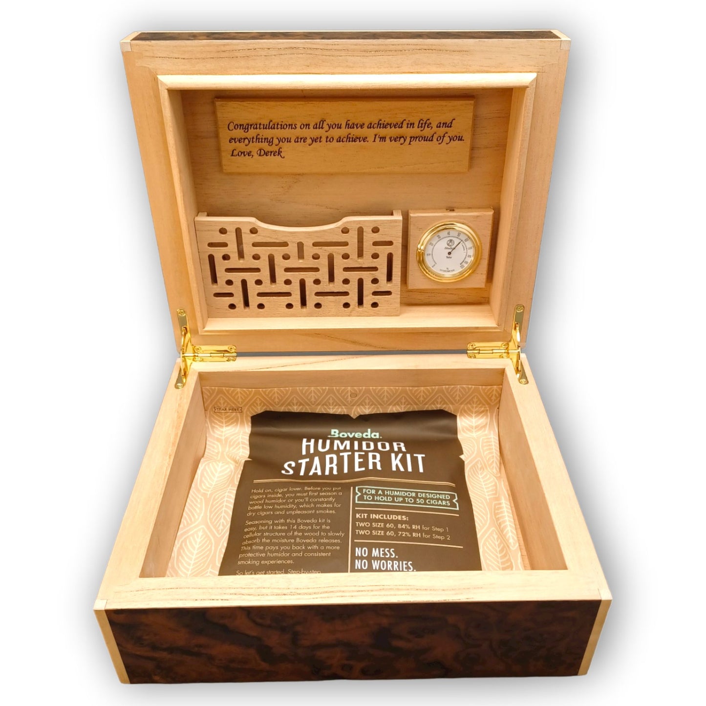 50-Count Humidor in Redwood burl with French Polish finish. Made in the U.S.