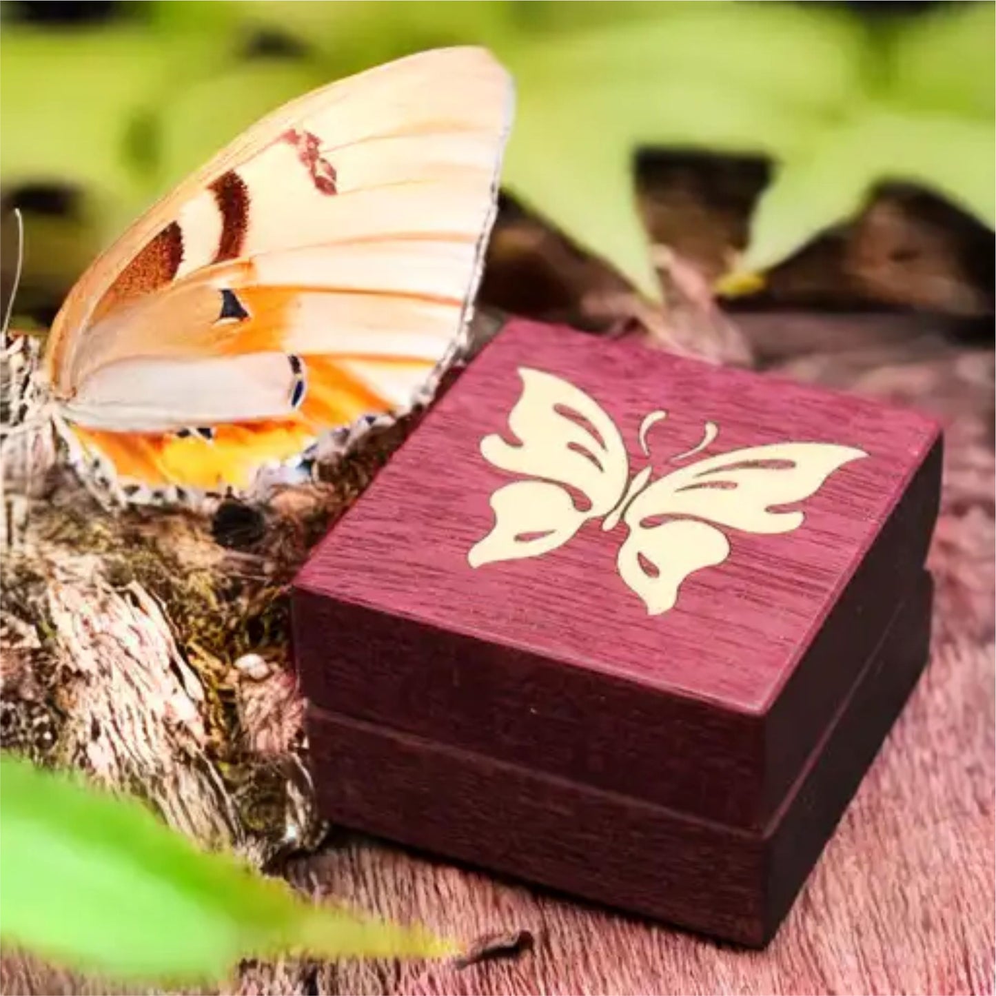 Handcrafted Purpleheart Ring Box - "Butterfly"  RB-13   Made in the U.S.