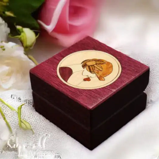 Handcrafted Purple Heart  Ring Box "Lady with Rose"  RB2   Made in the U.S.
