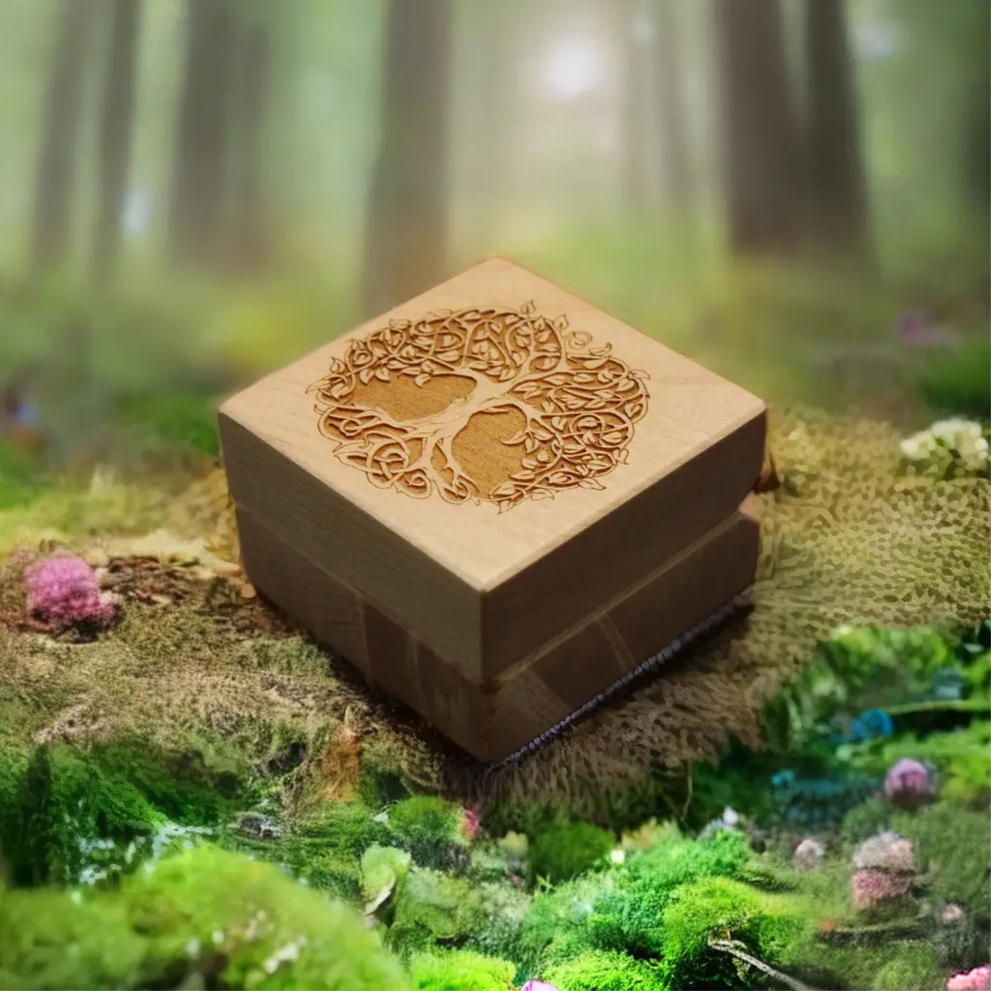 Handcrafted Maple Ring  Box - "Tree of Life"  RB-90  Made in the U.S.
