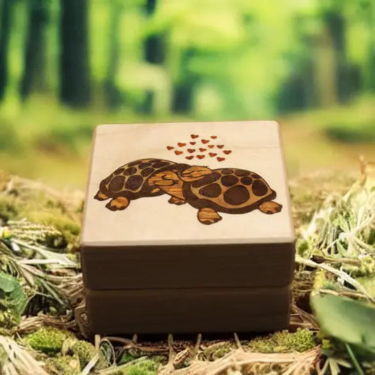 Handcrafted Maple ring  box "Turtles"  RB-93  Made in the U.S.