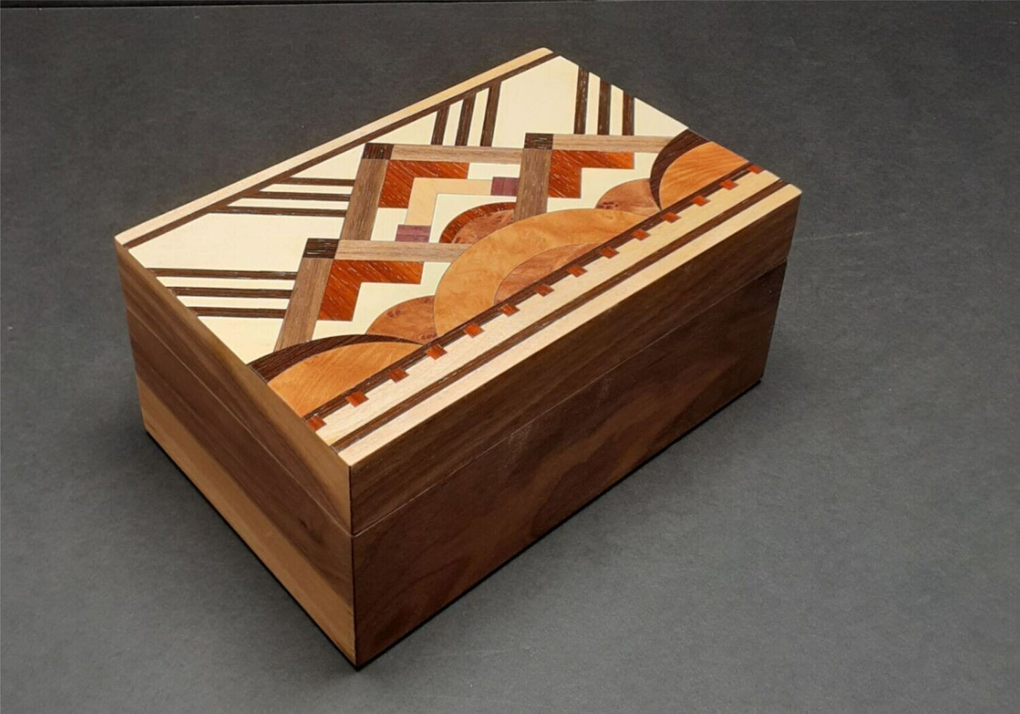 Inlaid Handcrafted Jewelry Box - "Art Deco 2"  Made in the U.S.