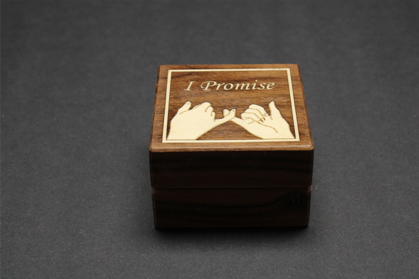 Handcrafted Walnut Ring Box "I Promise"  RB-128   Made in the U.S.