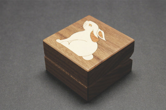 Handcrafted Walnut Ring Box  "Rabbit"  RB-30  Made in the U.S.