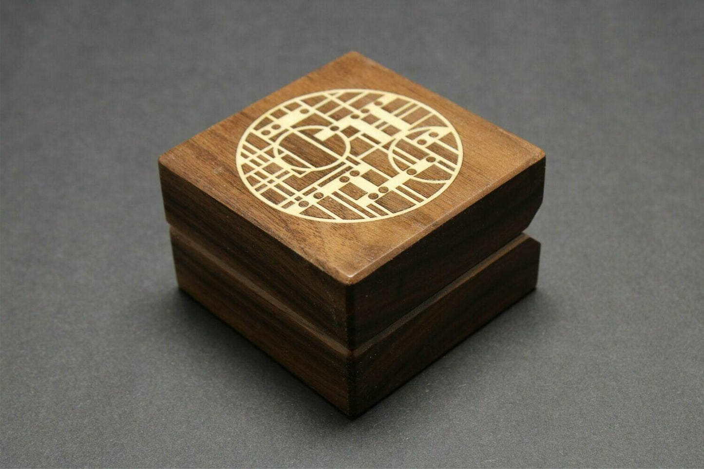 Handcrafted Walnut Ring Box - "Art Deco"  RB-1   Made in the U.S.