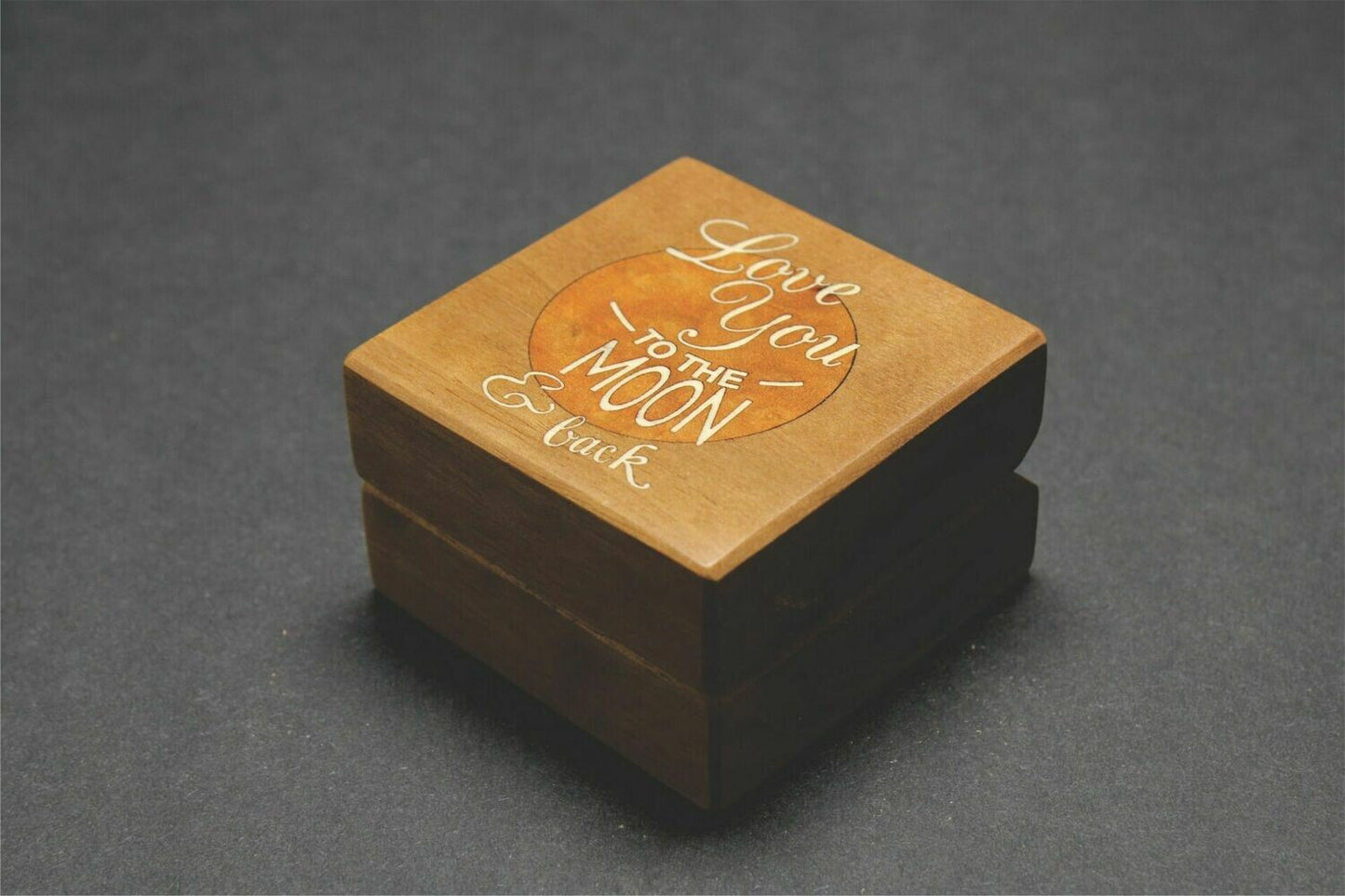 Handcrafted inlaid Walnut Ring Box - "To the Moon and Back" RB-68   Made in the U.S.