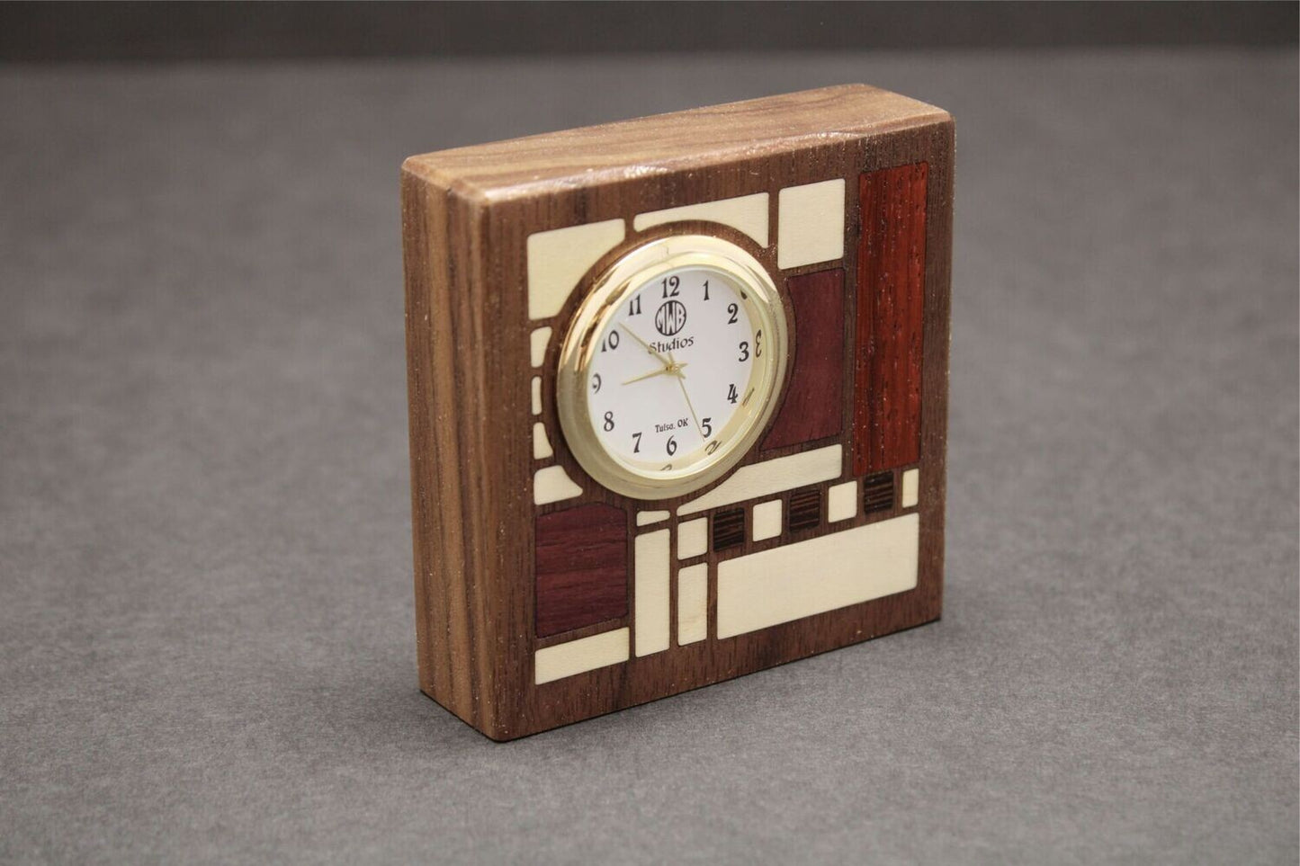 Inlaid Miniature Desk Clock   MDC-2   Made in the U.S.