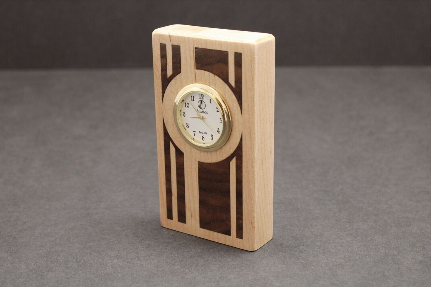 Inlaid Miniature Desk Clock.  MDC-3.   Made in the U.S.