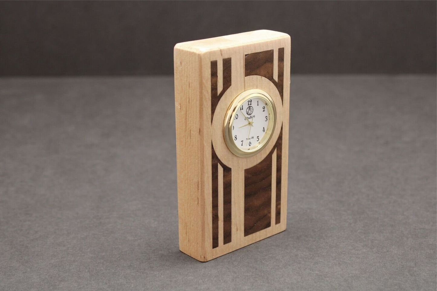 Inlaid Miniature Desk Clock.  MDC-3.   Made in the U.S.