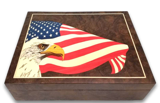 24-Count  American Flag and Eagle Humidor      Made in the U.S.